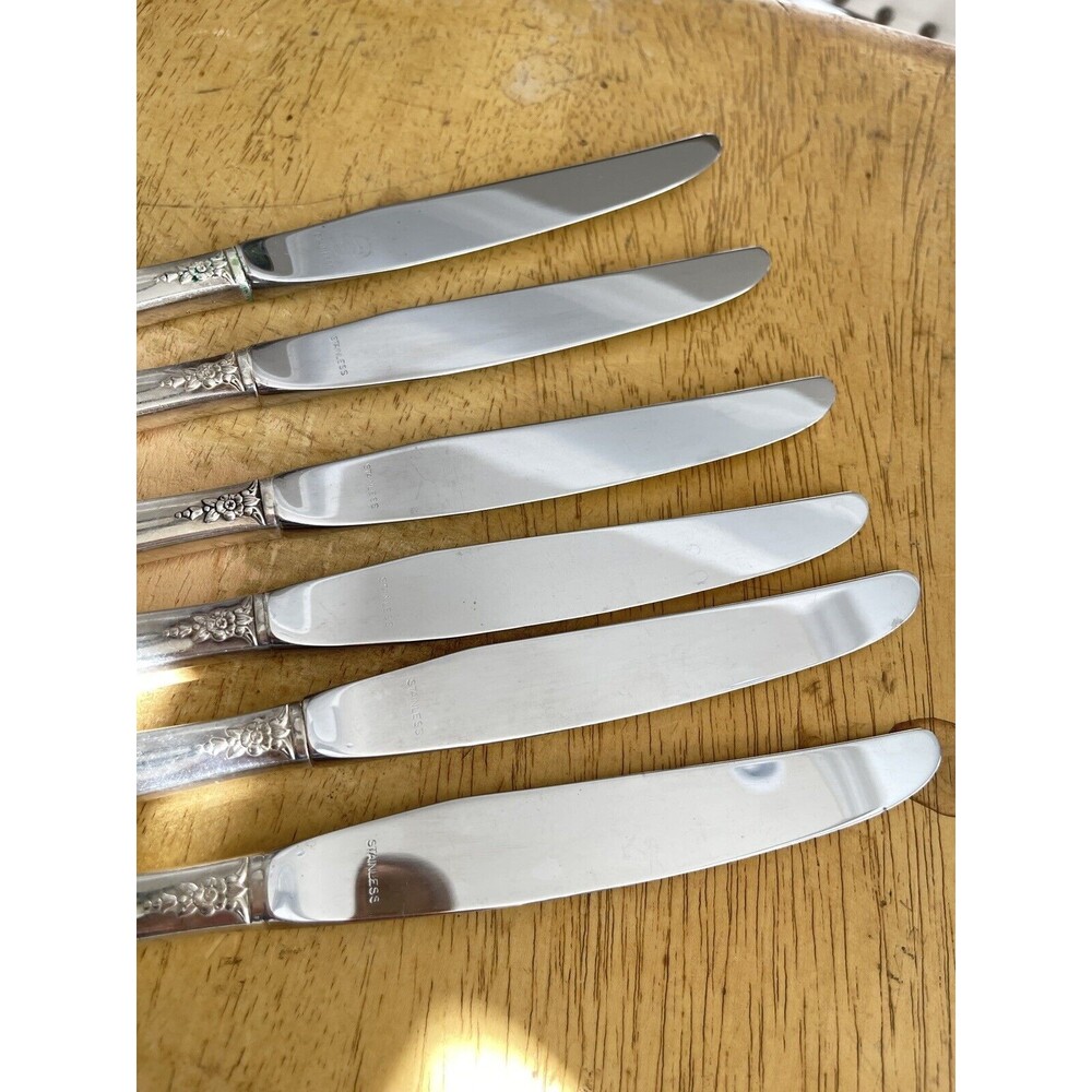 Oneida DISTINCTION 6-Hollow Dinner Knives Prestige 1951 Silverplate Flatware - Picture 2 of 7